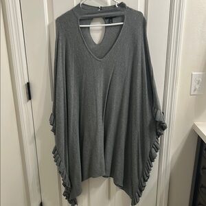 Gray Women's Sweater Poncho